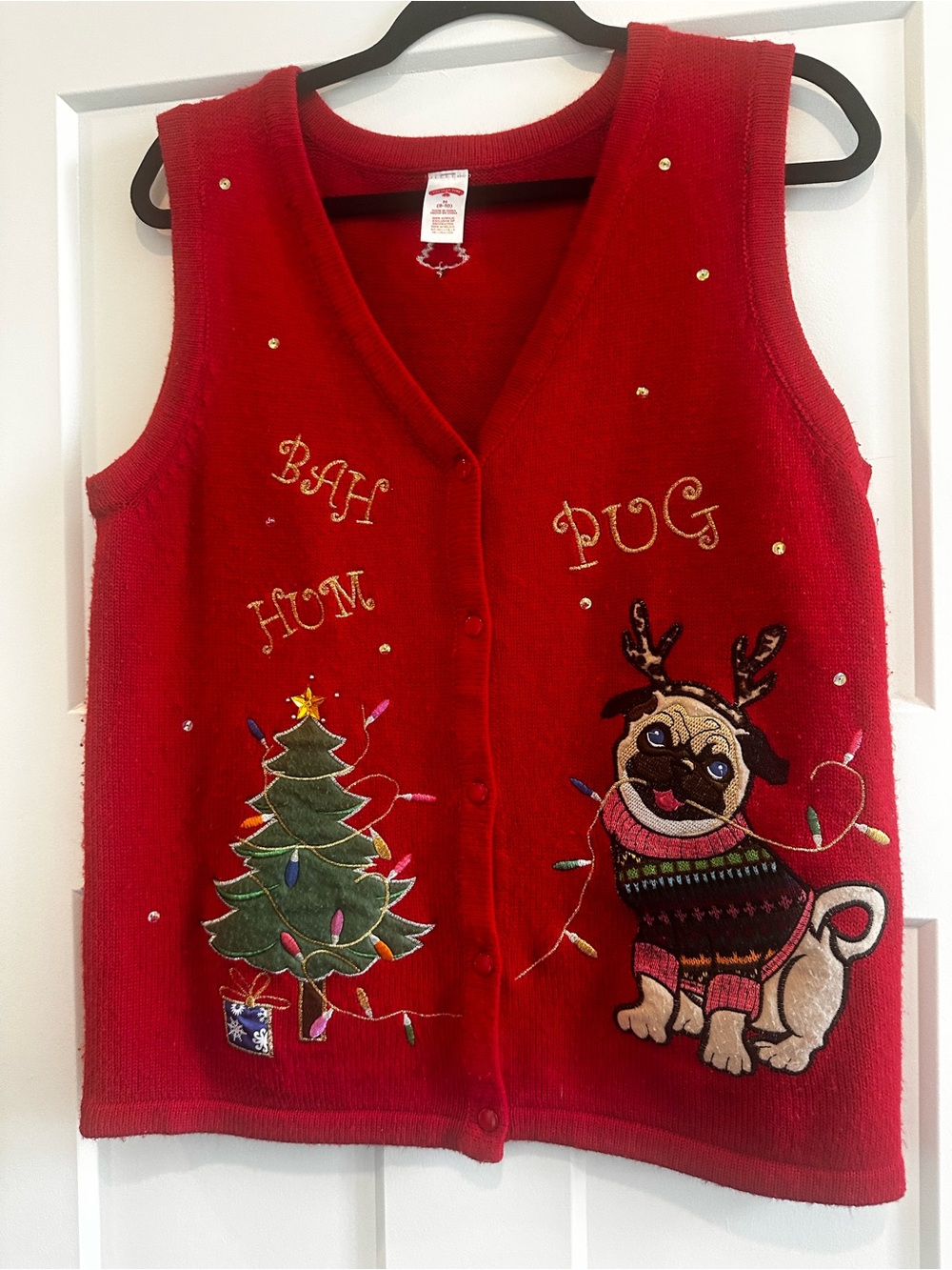Holiday Time Red Embellished Knit Top